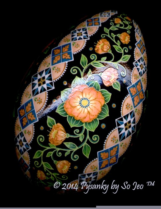 Peach Floral Ukrainian Easter Egg Pysanky By So Jeo